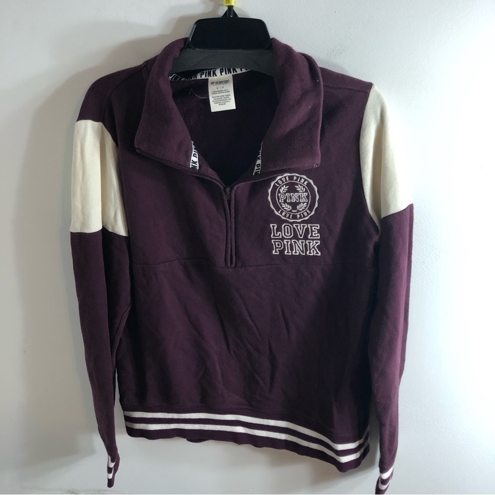 Pink Victoria’s Secret Maroon Sweatshirt Small Purple 1/2 Zip Women’s